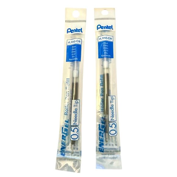Pentel 2 Blue EnerGel 0.5 Needle Tip Roller Pen Refill LRN5-C - Picture 1 of 1